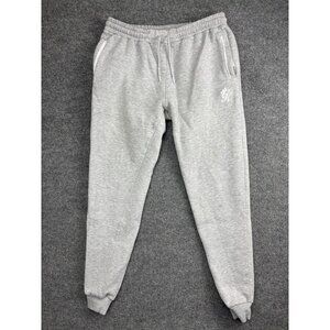Gym King Sweatpants Mens XL Gray Fleece Joggers Zip Pockets Logo Elastic Cuffs